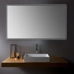 Sera Ella 60-in Lighted LED Black Rectangular Bathroom Mirror