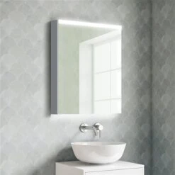 WELLFOR Lighted LED Surface Aluminum Mirrored Rectangle Medicine Cabinet With Outlet - 24-in X 30-in -Allied Brass Sales Store 331025004 AlternateImage7 l