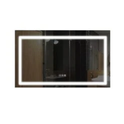 WELLFOR 40-in Lighted LED Fog Free White Rectangular Frameless Bathroom Mirror