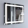 WELLFOR 28-in Lighted LED Fog Free White Rectangular Frameless Bathroom Mirror