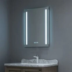 WELLFOR 20-in Lighted LED Fog Free White Rectangular Frameless Bathroom Mirror -Allied Brass Sales Store 331025028 AlternateImage5 l