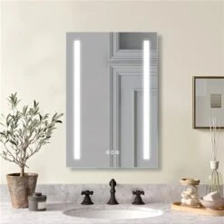 WELLFOR 20-in Lighted LED Fog Free White Rectangular Frameless Bathroom Mirror -Allied Brass Sales Store 331025028 AlternateImage8 l