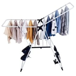 Costway 2-Tier 22-in White Metal Portable Folding Drying Rack 10 Costway 2-Tier 22-in White Metal Portable Folding Drying Rack -Allied Brass Sales Store 331026468 AlternateImage3 l