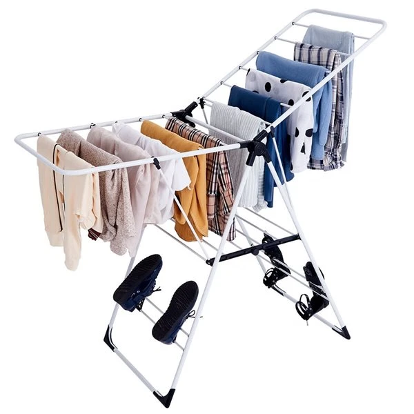Costway 2-Tier 22-in White Metal Portable Folding Drying Rack 4 Costway 2-Tier 22-in White Metal Portable Folding Drying Rack - Image 2