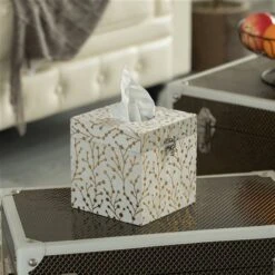 Vintiquewise White Velvet Tissue Box Cover -Allied Brass Sales Store 331030362 AlternateImage1 l