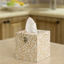 Vintiquewise White Velvet Tissue Box Cover -Allied Brass Sales Store 331030362 AlternateImage4 l