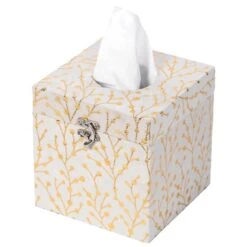 Vintiquewise White Velvet Tissue Box Cover