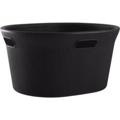 Superio Brand Black Ribbed Laundry Basket