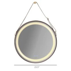 HomCom Kleankin 23.5-in Lighted LED Fog Free Rose Gold Round Bathroom Mirror -Allied Brass Sales Store 331037322 AlternateImage2 l