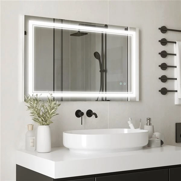 HomCom Kleankin 39.25-in Lighted LED Fog Free Silver Rectangular Bathroom Mirror 6 HomCom Kleankin 39.25-in Lighted LED Fog Free Silver Rectangular Bathroom Mirror - Image 4