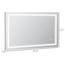 HomCom Kleankin 39.25-in Lighted LED Fog Free Silver Rectangular Bathroom Mirror 9 HomCom Kleankin 39.25-in Lighted LED Fog Free Silver Rectangular Bathroom Mirror -Allied Brass Sales Store 331037337 AlternateImage2 l