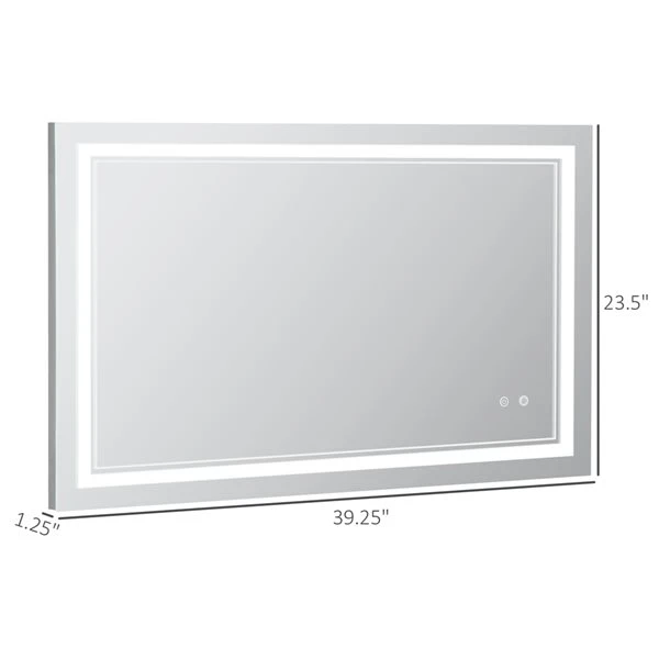 HomCom Kleankin 39.25-in Lighted LED Fog Free Silver Rectangular Bathroom Mirror 5 HomCom Kleankin 39.25-in Lighted LED Fog Free Silver Rectangular Bathroom Mirror - Image 3