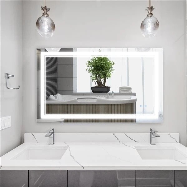 HomCom Kleankin 39.25-in Lighted LED Fog Free Silver Rectangular Bathroom Mirror 7 HomCom Kleankin 39.25-in Lighted LED Fog Free Silver Rectangular Bathroom Mirror - Image 5