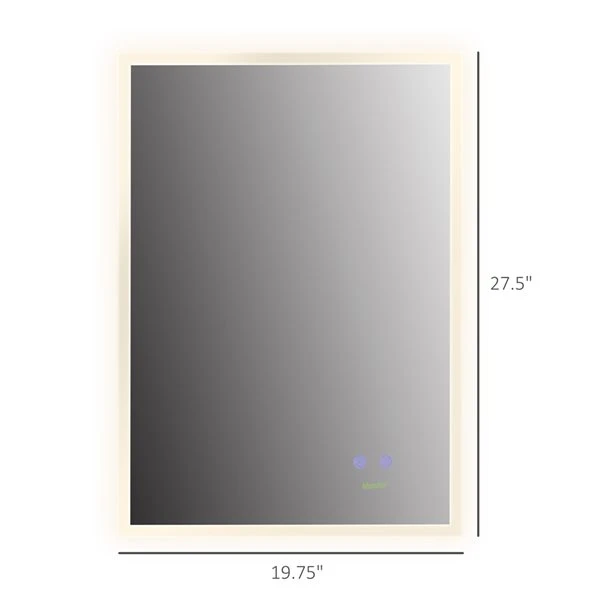 HomCom Kleankin 19.75-in Lighted LED Fog Free Silver Rectangular Bathroom Mirror 6 HomCom Kleankin 19.75-in Lighted LED Fog Free Silver Rectangular Bathroom Mirror - Image 4