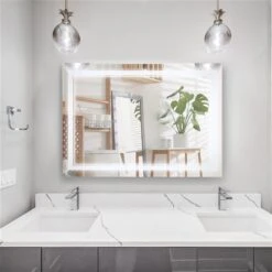 HomCom Kleankin 23.5-in Lighted LED Fog Free Silver Rectangular Bathroom Mirror 6 HomCom Kleankin 23.5-in Lighted LED Fog Free Silver Rectangular Bathroom Mirror -Allied Brass Sales Store 331037345 AlternateImage1 l