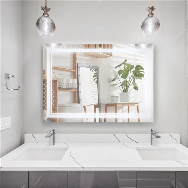 HomCom Kleankin 23.5-in Lighted LED Fog Free Silver Rectangular Bathroom Mirror 4 HomCom Kleankin 23.5-in Lighted LED Fog Free Silver Rectangular Bathroom Mirror - Image 2
