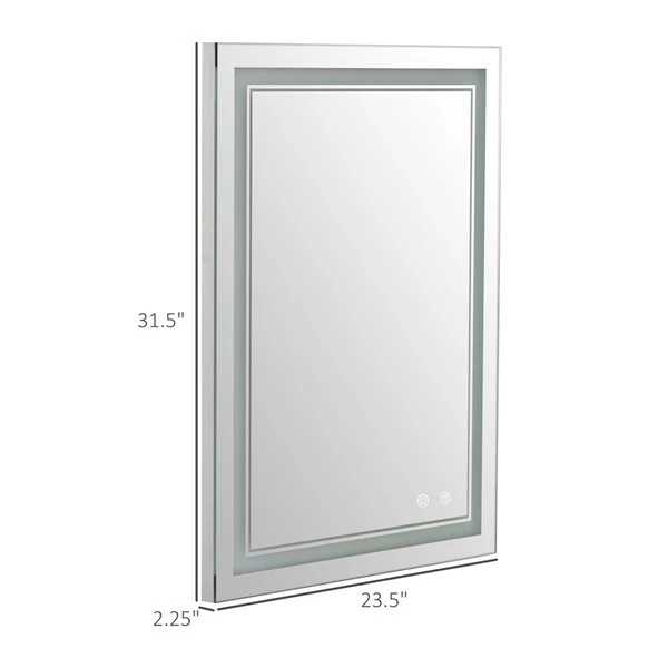 HomCom Kleankin 23.5-in Lighted LED Fog Free Silver Rectangular Bathroom Mirror 3 HomCom Kleankin 23.5-in Lighted LED Fog Free Silver Rectangular Bathroom Mirror