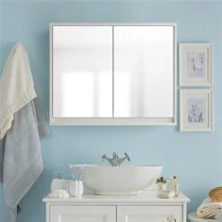 Costway 22-in 5.5-in X 18-in White Mirrored Rectangle Medicine Cabinet -Allied Brass Sales Store 331038042 AlternateImage2 l