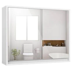 Costway 22-in 5.5-in X 18-in White Mirrored Rectangle Medicine Cabinet -Allied Brass Sales Store 331038042 MainImage 001 l