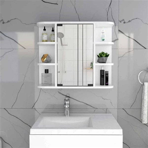 FM Furniture Valdez 23.6-in X 19.7-in White Mirrored Rectangle Medicine Cabinet 6 FM Furniture Valdez 23.6-in X 19.7-in White Mirrored Rectangle Medicine Cabinet - Image 4