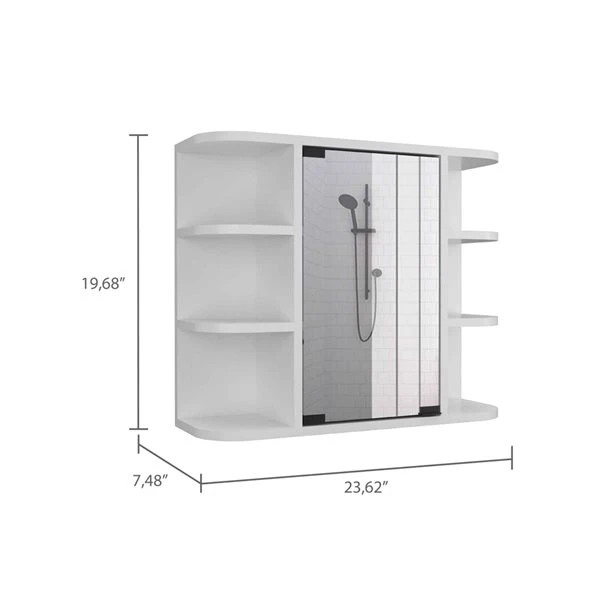 FM Furniture Valdez 23.6-in X 19.7-in White Mirrored Rectangle Medicine Cabinet 4 FM Furniture Valdez 23.6-in X 19.7-in White Mirrored Rectangle Medicine Cabinet - Image 2
