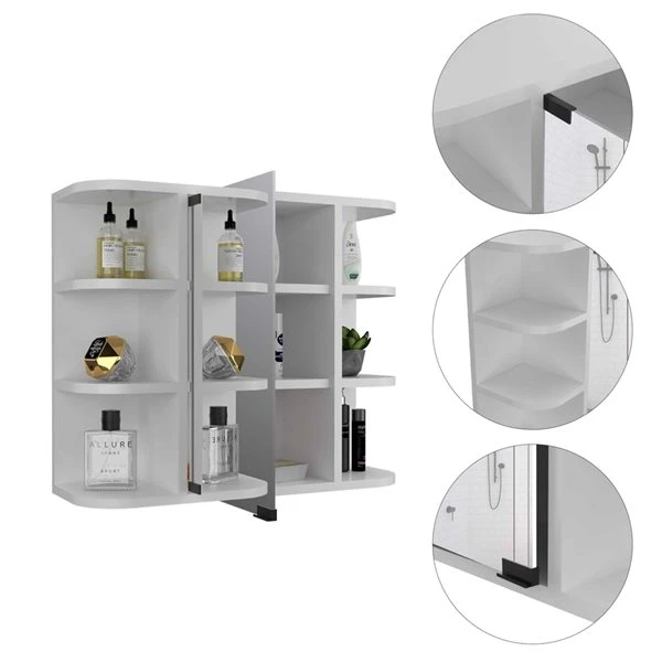 FM Furniture Valdez 23.6-in X 19.7-in White Mirrored Rectangle Medicine Cabinet 7 FM Furniture Valdez 23.6-in X 19.7-in White Mirrored Rectangle Medicine Cabinet - Image 5