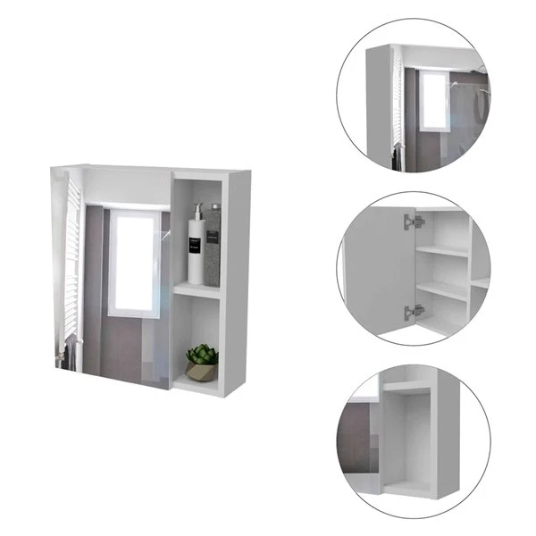 FM Furniture Lincoln 17.7-in X 19.5-in White Mirrored Rectangle Medicine Cabinet 5 FM Furniture Lincoln 17.7-in X 19.5-in White Mirrored Rectangle Medicine Cabinet - Image 3