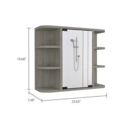 FM Furniture Valdez 23.6-in X 19.7-in Light Grey Mirrored Rectangle Medicine Cabinet -Allied Brass Sales Store 331040314 AlternateImage2 l