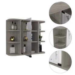 FM Furniture Valdez 23.6-in X 19.7-in Light Grey Mirrored Rectangle Medicine Cabinet -Allied Brass Sales Store 331040314 AlternateImage4 l