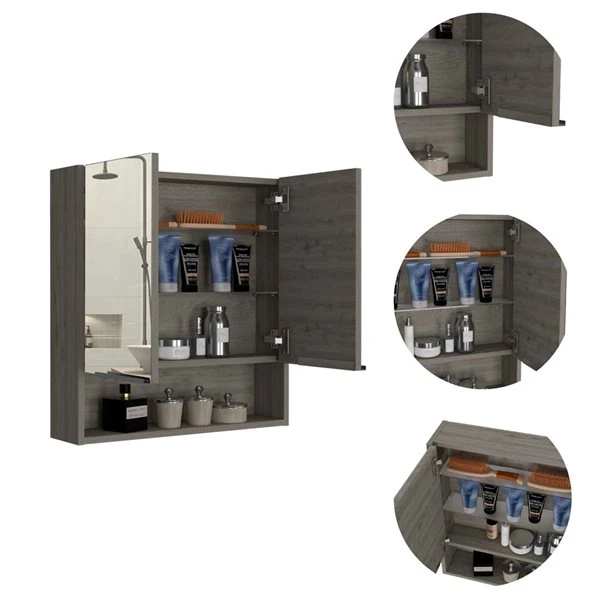 FM Furniture Ozark 23.6-in X 24.6-in Light Oak Mirrored Rectangle Medicine Cabinet 6 FM Furniture Ozark 23.6-in X 24.6-in Light Oak Mirrored Rectangle Medicine Cabinet - Image 4