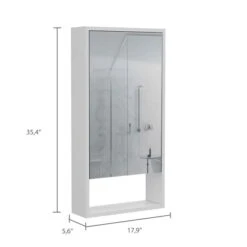 FM Furniture Modesto 17.9-in X 35.4-in White Mirrored Rectangle Medicine Cabinet 10 FM Furniture Modesto 17.9-in X 35.4-in White Mirrored Rectangle Medicine Cabinet -Allied Brass Sales Store 331040360 AlternateImage2 l