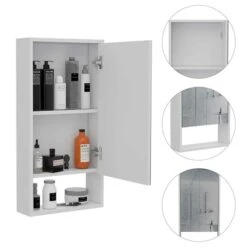 FM Furniture Modesto 17.9-in X 35.4-in White Mirrored Rectangle Medicine Cabinet 8 FM Furniture Modesto 17.9-in X 35.4-in White Mirrored Rectangle Medicine Cabinet -Allied Brass Sales Store 331040360 AlternateImage4 l