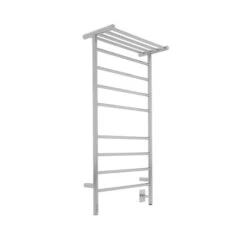 Ancona 8-Bar Wall Mount Polished Stainless Steel Plug-In And Hardwired Towel Warmer With Timer