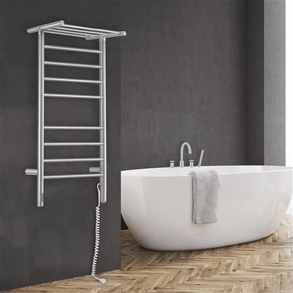Ancona 8-Bar Wall Mount Brushed Stainless Steel Plug-In And Hardwired Towel Warmer With Timer 5 Ancona 8-Bar Wall Mount Brushed Stainless Steel Plug-In And Hardwired Towel Warmer With Timer - Image 3