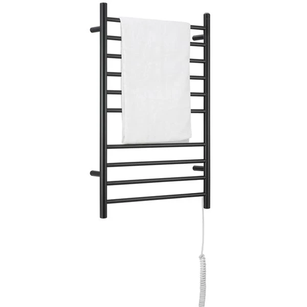 Ancona 10-Bar Wall Mount Matte Black Plug-In And Hardwired Towel Warmer 3 Ancona 10-Bar Wall Mount Matte Black Plug-In And Hardwired Towel Warmer