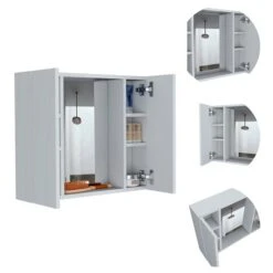 FM Furniture Draco 23.6-in X 19.5-in Recessed White Mirrored Rectangle Medicine Cabinet -Allied Brass Sales Store 331041999 AlternateImage2 l