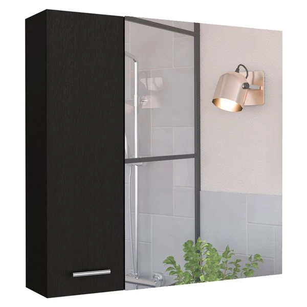 FM Furniture Kenya 24-in X 24-in Recessed Black Mirrored Rectangle Medicine Cabinet 3 FM Furniture Kenya 24-in X 24-in Recessed Black Mirrored Rectangle Medicine Cabinet