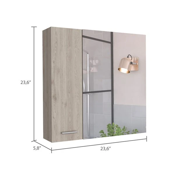 FM Furniture Kenya 24-in X 24-in Recessed Light Grey Mirrored Rectangle Medicine Cabinet 5 FM Furniture Kenya 24-in X 24-in Recessed Light Grey Mirrored Rectangle Medicine Cabinet - Image 3