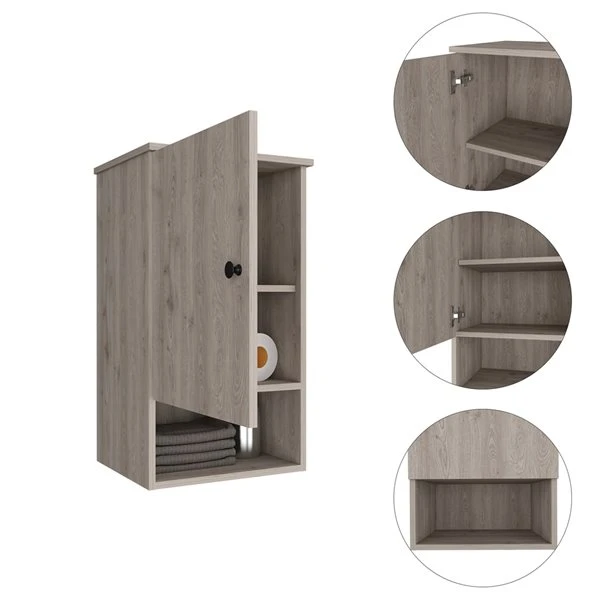 FM Furniture Alaska 16.2-in X 28.5-in Recessed Light Grey Rectangle Medicine Cabinet 6 FM Furniture Alaska 16.2-in X 28.5-in Recessed Light Grey Rectangle Medicine Cabinet - Image 4