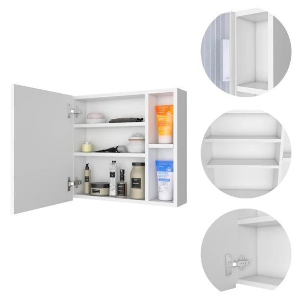 FM Furniture Minsk 20-in X 19-in Recessed White Mirrored Rectangle Medicine Cabinet 6 FM Furniture Minsk 20-in X 19-in Recessed White Mirrored Rectangle Medicine Cabinet - Image 4