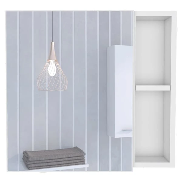 FM Furniture Minsk 20-in X 19-in Recessed White Mirrored Rectangle Medicine Cabinet 5 FM Furniture Minsk 20-in X 19-in Recessed White Mirrored Rectangle Medicine Cabinet - Image 3