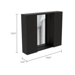 FM Furniture Draco 23.6-in X 19.5-in Recessed Black Mirrored Rectangle Medicine Cabinet
