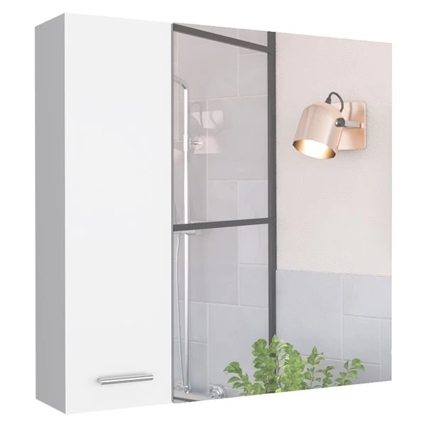 FM Furniture Kenya 24-in X 24-in Recessed White Mirrored Rectangle Medicine Cabinet 5 FM Furniture Kenya 24-in X 24-in Recessed White Mirrored Rectangle Medicine Cabinet - Image 3