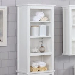 Alaterre Dorset White 3-Tier Wood Freestanding Bathroom Shelf -Allied Brass Sales Store 331061900 AlternateImage1 l