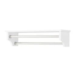 Alaterre Dover White Wood Wall Mount Bathroom Shelf With 2 Towel Rods -Allied Brass Sales Store 331063054 AlternateImage3 l