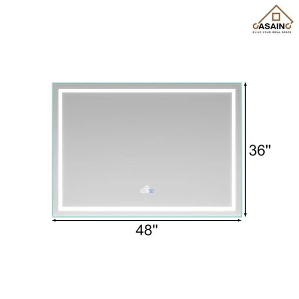 CASAINC 48-in Lighted LED Fog-Free Rectangular Frameless Bathroom Mirror 5 CASAINC 48-in Lighted LED Fog-Free Rectangular Frameless Bathroom Mirror - Image 3