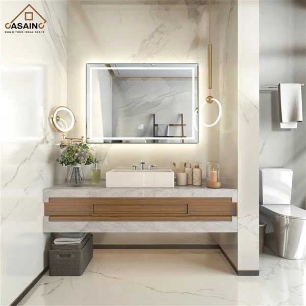 CASAINC 48-in Lighted LED Fog-Free Rectangular Frameless Bathroom Mirror 6 CASAINC 48-in Lighted LED Fog-Free Rectangular Frameless Bathroom Mirror - Image 4