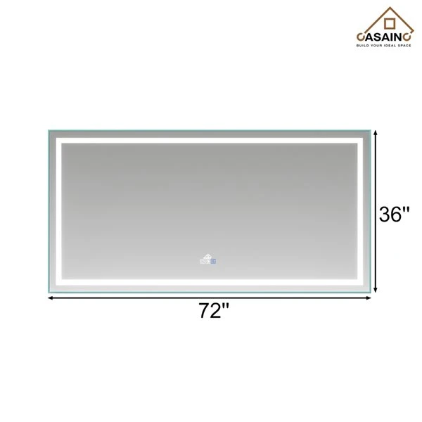 CASAINC 72-in Lighted LED Fog-Free Rectangular Frameless Bathroom Mirror 6 CASAINC 72-in Lighted LED Fog-Free Rectangular Frameless Bathroom Mirror - Image 4