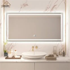CASAINC 72-in Lighted LED Fog-Free Rectangular Frameless Bathroom Mirror 8 CASAINC 72-in Lighted LED Fog-Free Rectangular Frameless Bathroom Mirror -Allied Brass Sales Store 331064487 AlternateImage4 l
