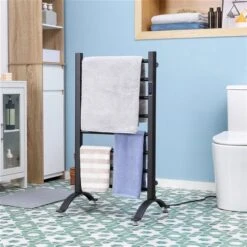 HomCom 8-Bar Black Plug-in Towel Warmer -Allied Brass Sales Store 331067596 AlternateImage1 l